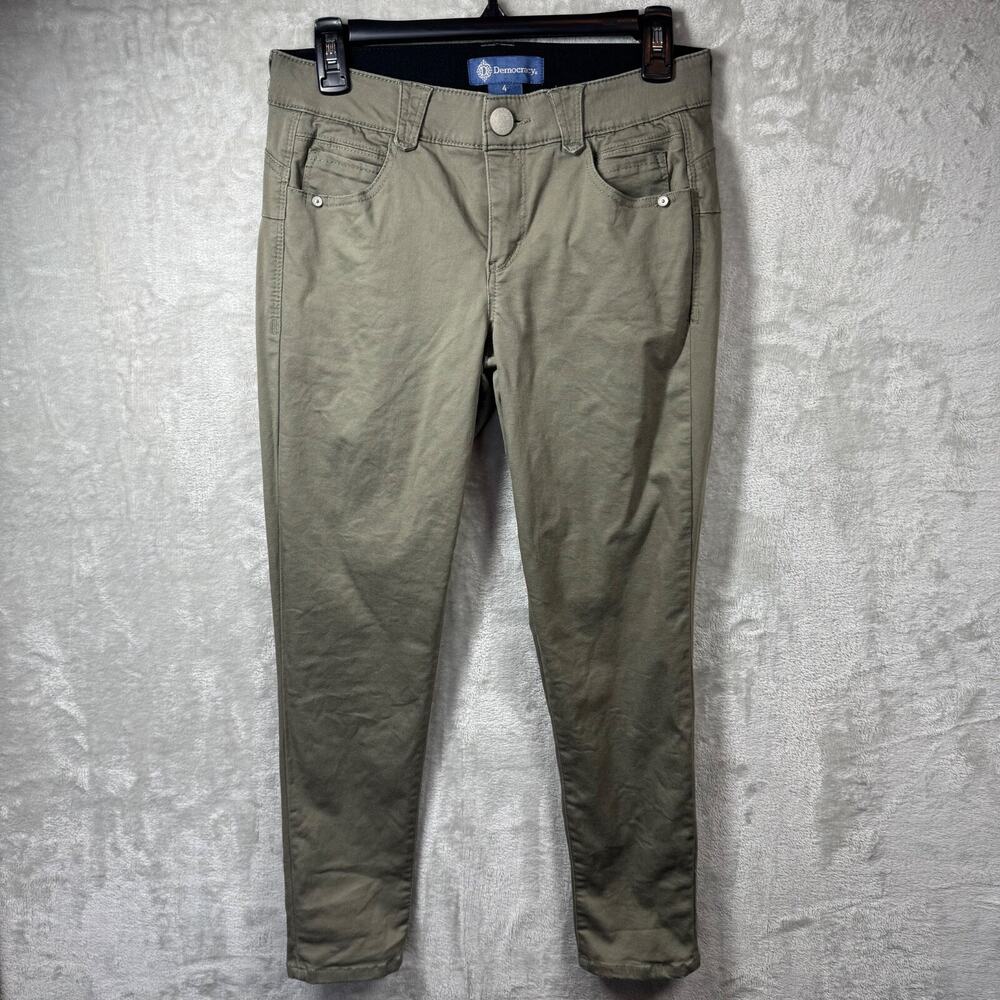 DEMOCRACY Ab Solution Women Jeans Sz 4 Mid Rise Green Ankle Stretch Zipper